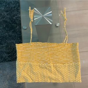 Zara Polka Dot Cropped Top (size S,yellow with white polka dots)